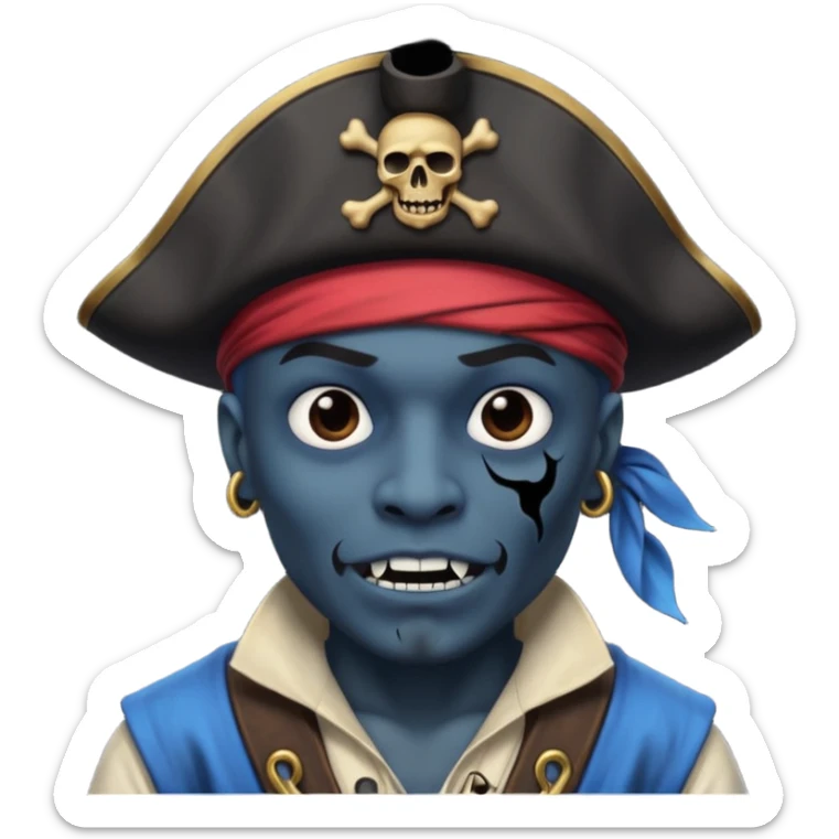 Un pirate qui fait peur uniquement bleu et noir sticker