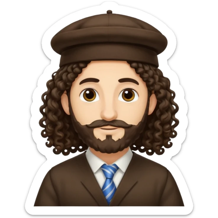 Jewish man wearing yarmulka with long curly hair  sticker