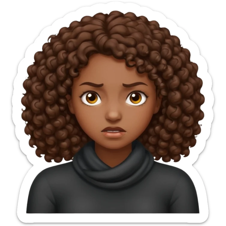 arms around neck angry girl with dark skin and brown curly hair  sticker
