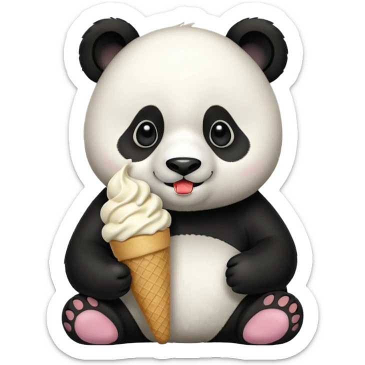 Panda eating ice cream sticker