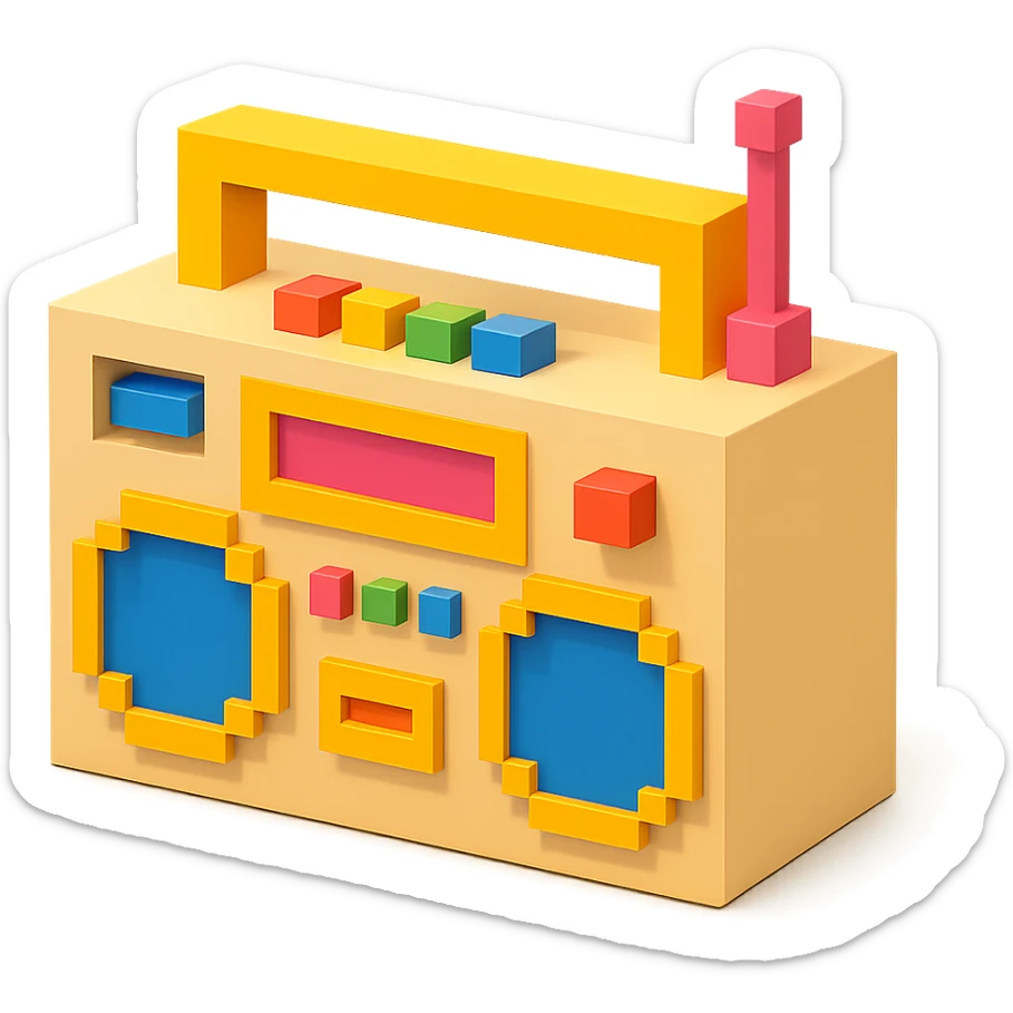 beige boombox sticker