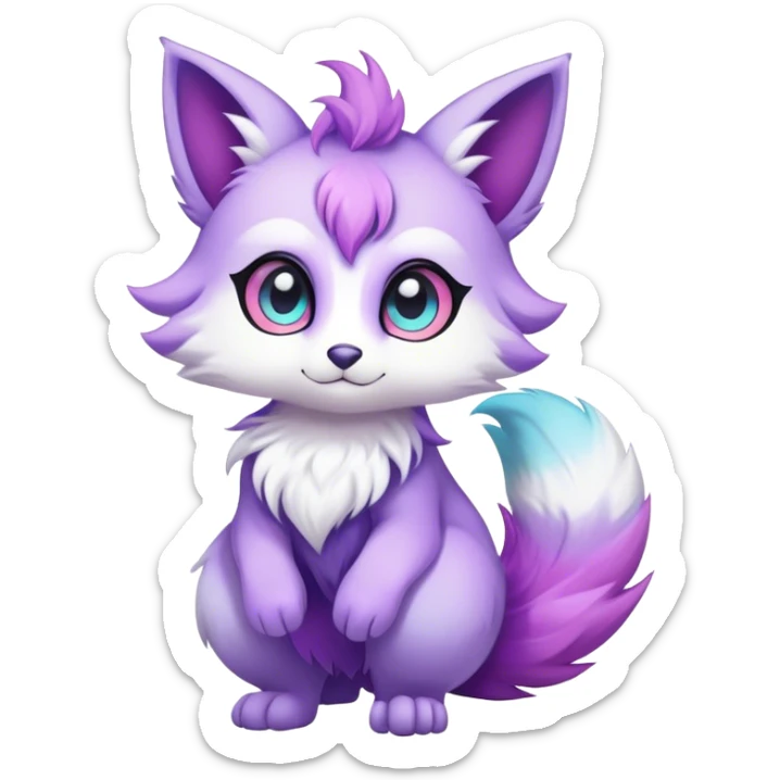 Kawaii bright fantasy ethereal anthro fursona Fakemon with tufted tail  sticker