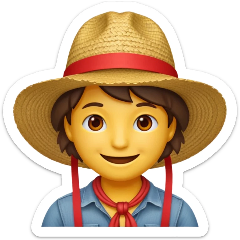 Fait moi cette emoji 🏴‍☠️ parfait maintenant rajoute un chapeau de paille avec un fil rouge c'est tout  sticker