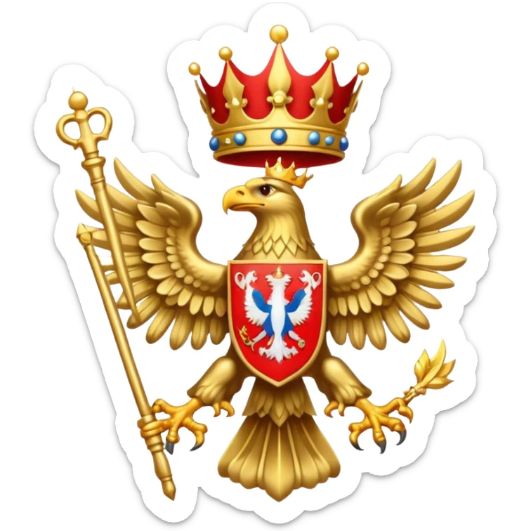 coat of arms of Russia as an emoji, gold eagle with crown and scepter sticker
