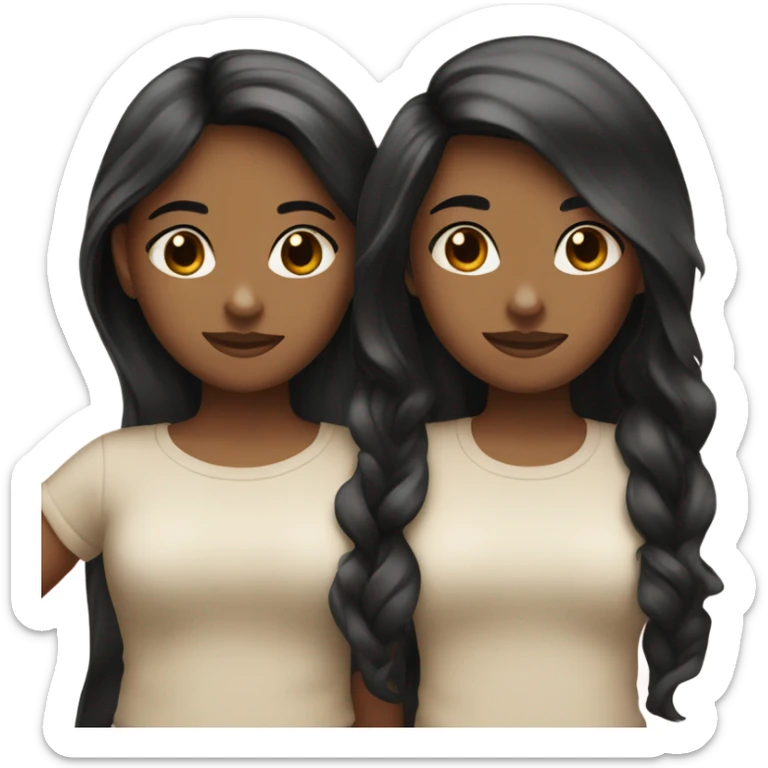 Two Girls one with black straight hair and one with brown waves they are besties sticker