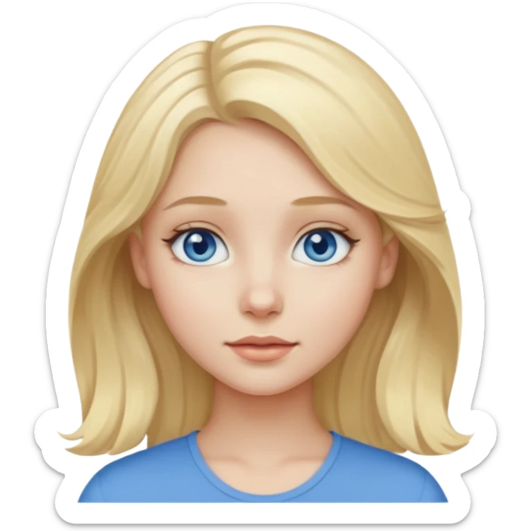 A pale girl with blue eyes and blonde slightly wavy hair sticker