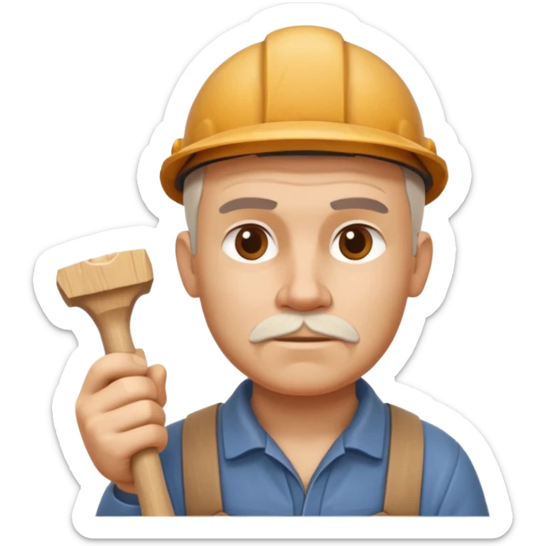 wood carving carpenter portrait, head and shoulders only, carving wooden figure with chisel, wood shavings visible, focused craftsman expression, artisan workshop vibe, 3D cartoon style, mobile game icon style, clean background, no text, no watermark
 sticker