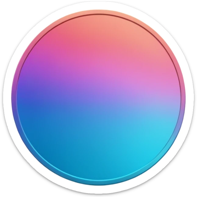 
One  Rotate 55 degree  coin color in in gradient of turquoise, blue, pink, purple, and coral sticker