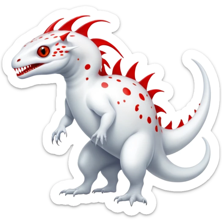 a translucent white with black belly and red eyes exotic albino edgy vernid-fionbri-creature with splash patterns full body sticker
