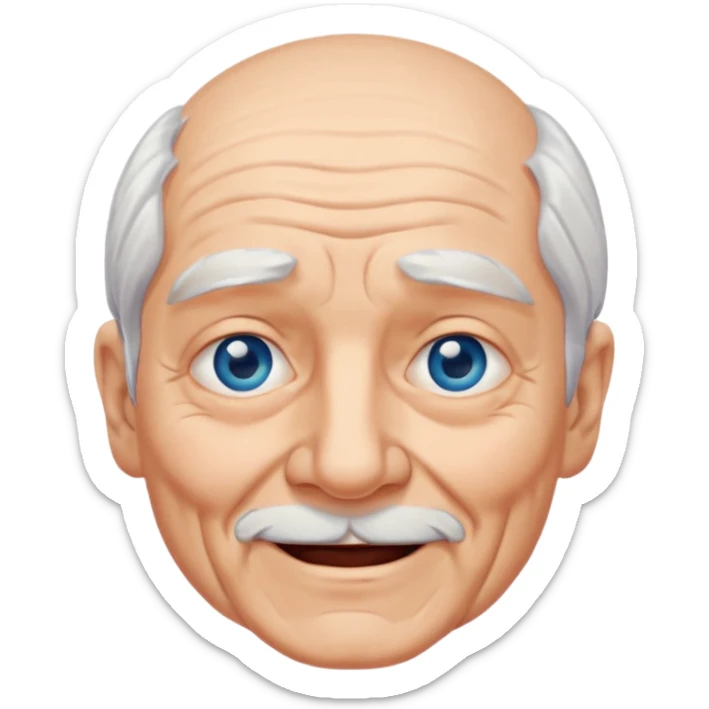 Abuelo hombre, muchas arrugas, aspecto feliz, el pelo blanco sticker