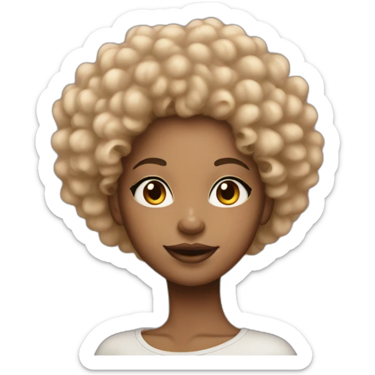 light skin black girl with long afro hair and nose pierced sticker