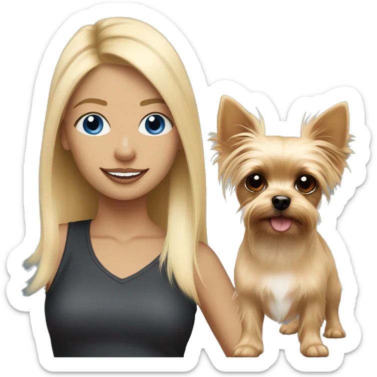 blonde hair blue eyed girl walking her chihuahua and yorkie sticker