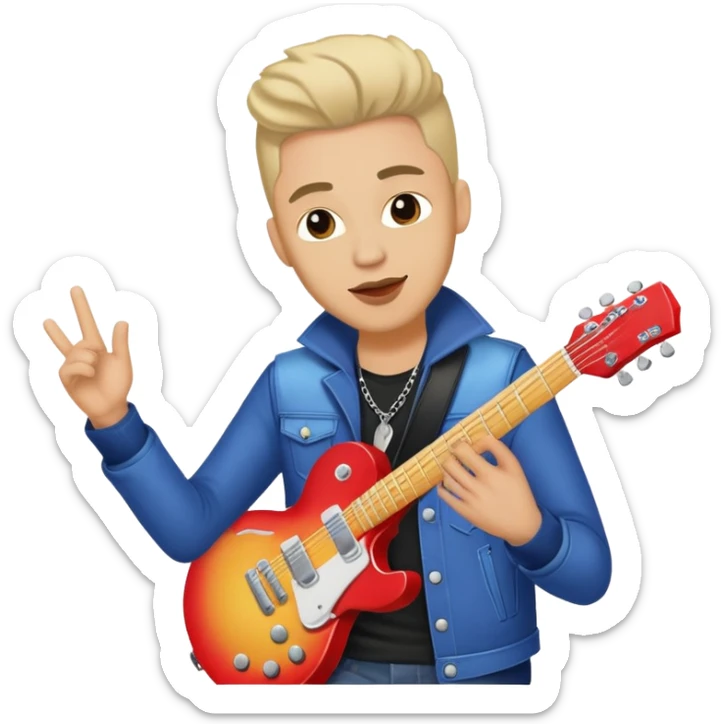 Happy Rock Pop Music Male Musician in his 30s dressed with trendy style sticker