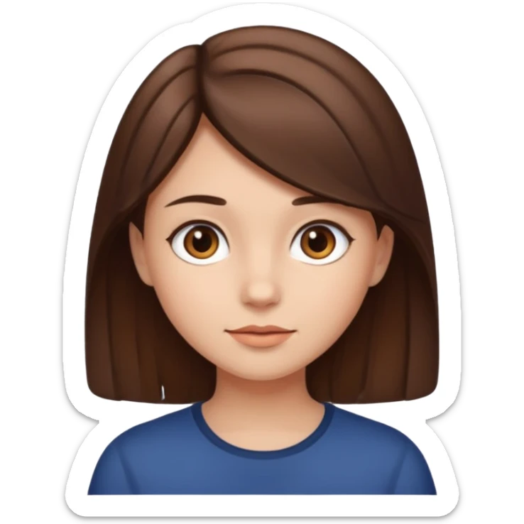 Kahverengi biraz açık ve kapalı saç renkli kız sticker