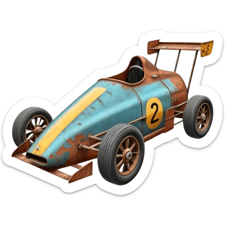 Antique looking shopping cart race car with custom aero body and rear wing  sticker