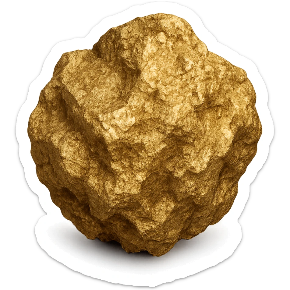 realistic and detailed gold ore piece, no background, only the gold ore visible sticker