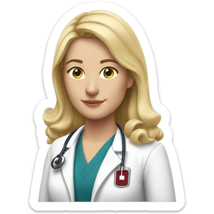 harvard physician white woman blonde hair head, neck and upper chest sticker