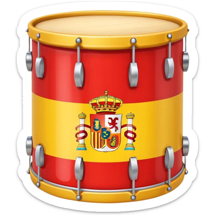Quiero un emoji que sea un tambor de metal con la bandera de España  sticker