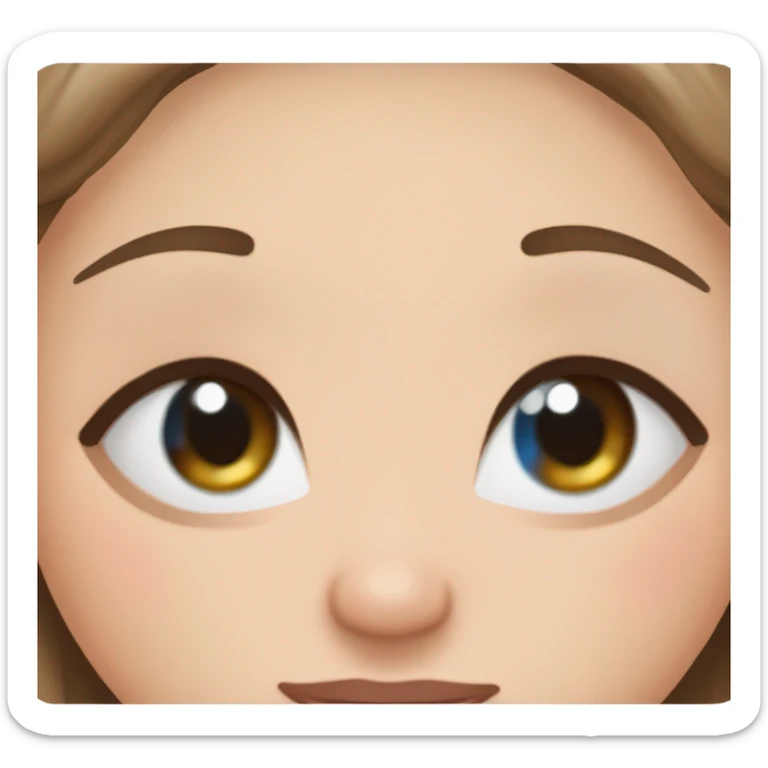 Girl with straight brown hair and blue eyes and long bottom eyelashes and a tiara sticker