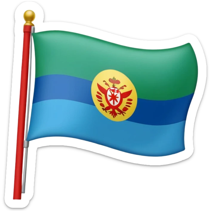 Bandera gitana con rueda roja enel medio i azul arriba dela bandera i verde abajo sticker