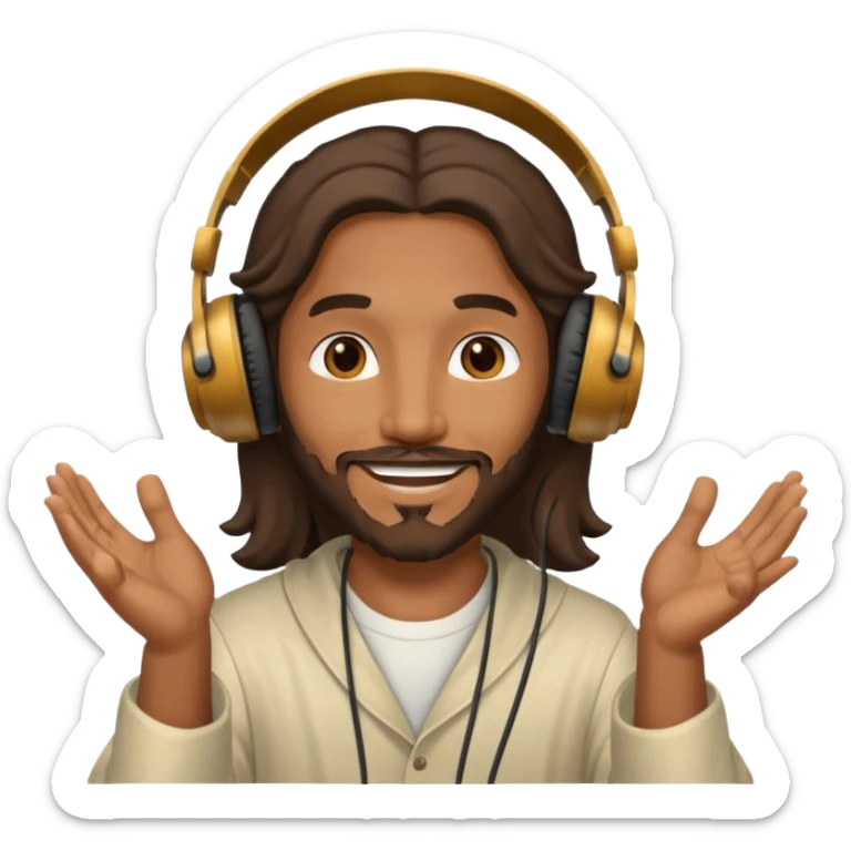 African American Jesus Christ giving someone a pair of headphones sticker