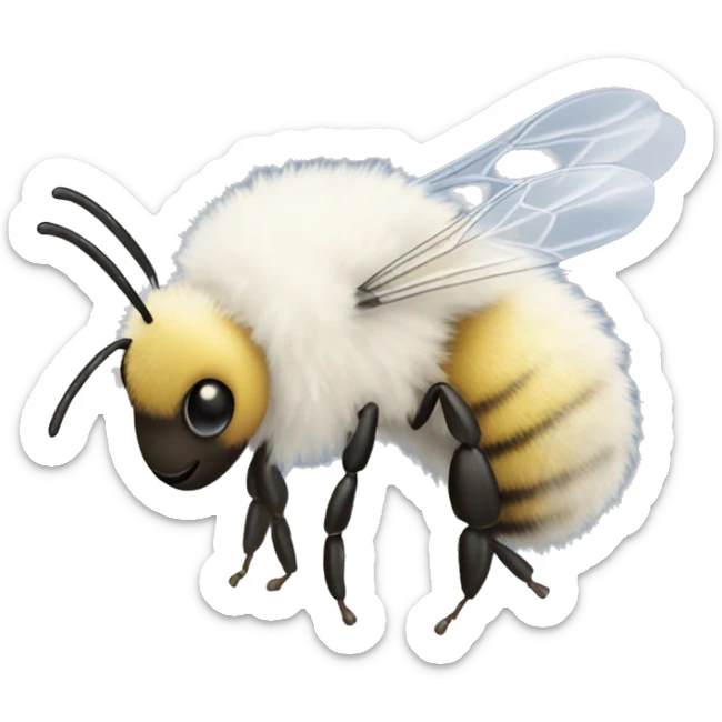 White fluffy bee sticker