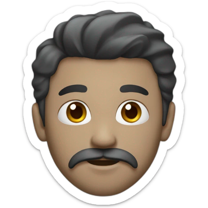 face with beard and mustache, black hair with gray hair sticker