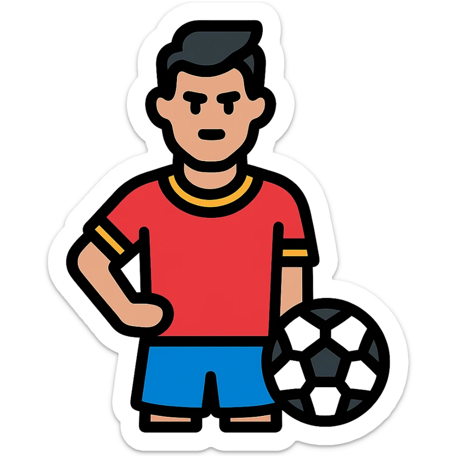 color outline icon of Ronaldo with soccer ball sticker