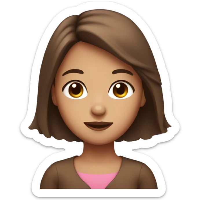 Girl with brown hair with heart eyes sticker