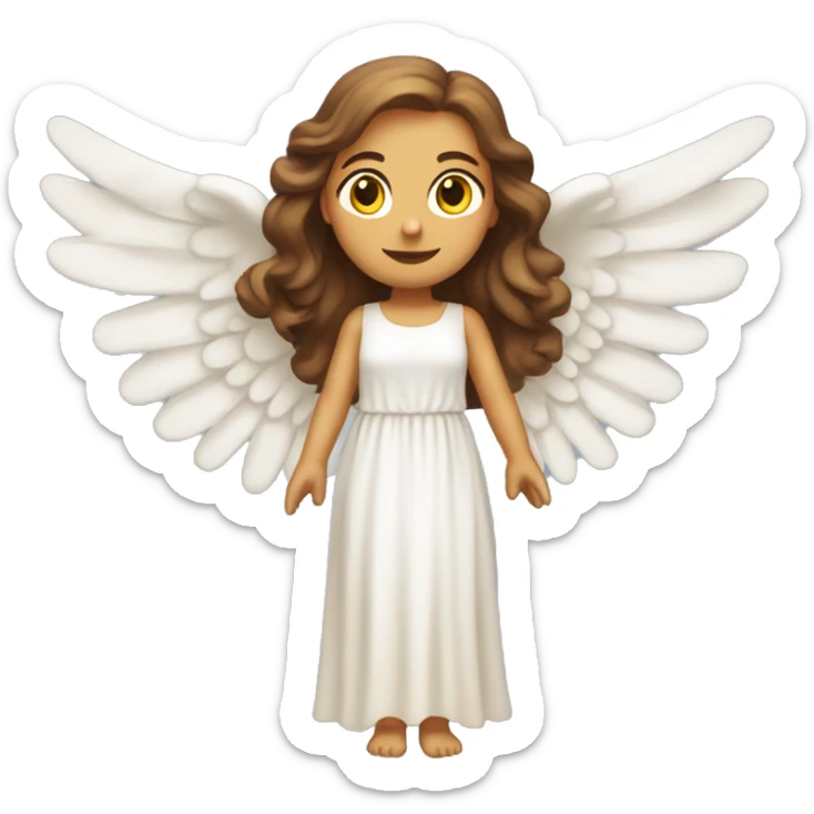 Full length white woman with brown hair dressed as a beautiful angel with wings and a long flowy dress sticker