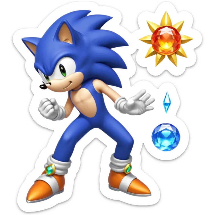 I want Sonic the hedgehog with the 7 chaos emeralds and the Goku aura transformation, where is the super Sonic aura sticker