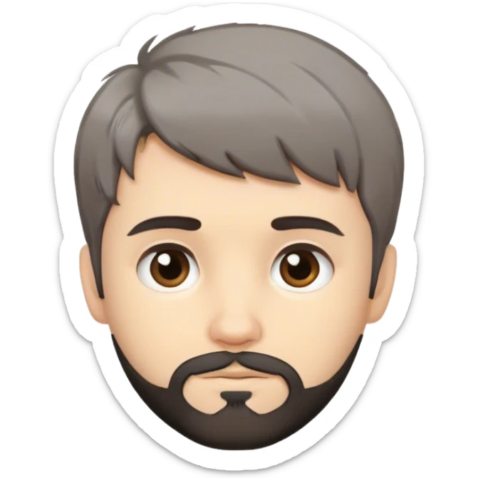 Cute white male, short dark colored hair and facial hair short shaggy hair sticker