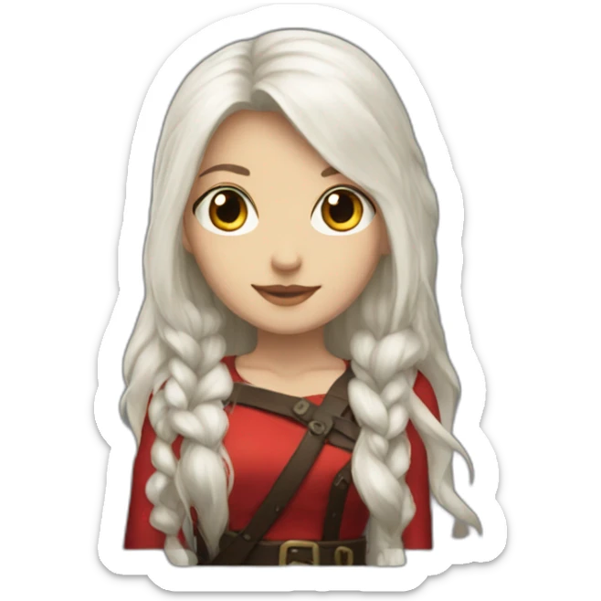 rpg-girl-with-long-white-hair-and-red-skirt and black tights sticker