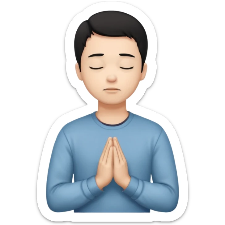 A man prayering with black hari skin colour white and with casual dress sticker