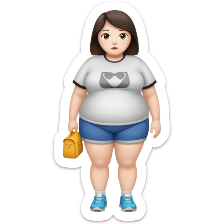 600 pound ssbbw. Full body. Dark Brown hair, belly fully shown, white woman sticker
