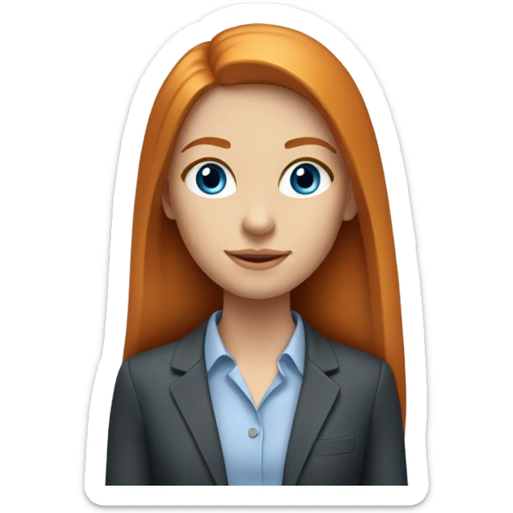 Portrait of a modern ginger girl with long straight hair, blue eyes in business clothes sticker