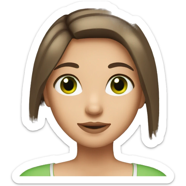 Girl with straight brown hair and green eyes sticker