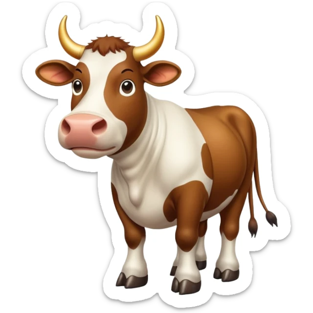 cow with body as planet Saturn with visible rings and gigantic human feet sticker