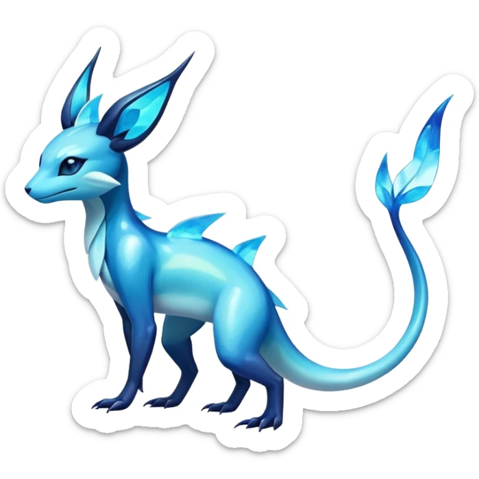 Colorful Dark Shiny Exotic Salandit-Aurorus-Glaceon-Fakémon-hybrid-creature (full body)  sticker