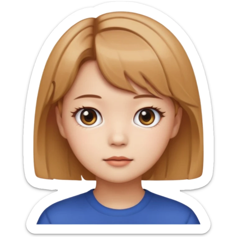 Jeongyeon de TWICE portrait emoji, light brown short hair, big eyes sticker