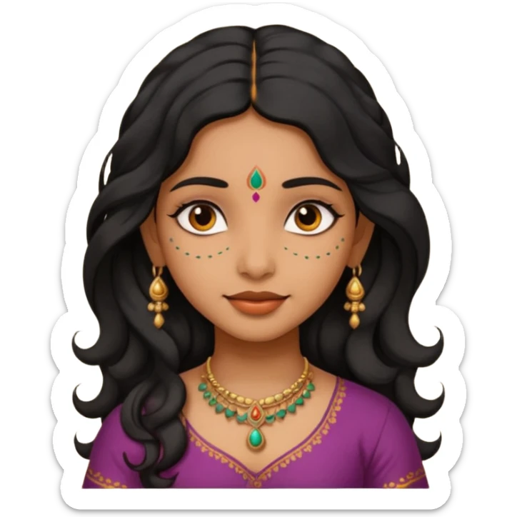 Indian fat girl south Indian wavy medium black hair ,tan darker skin sticker