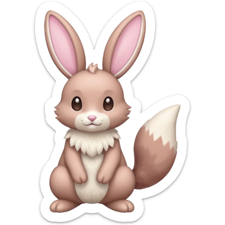 Pastel pink and pastel brown and pastel white Lopunny-Cinccino-fusion (full body) sticker