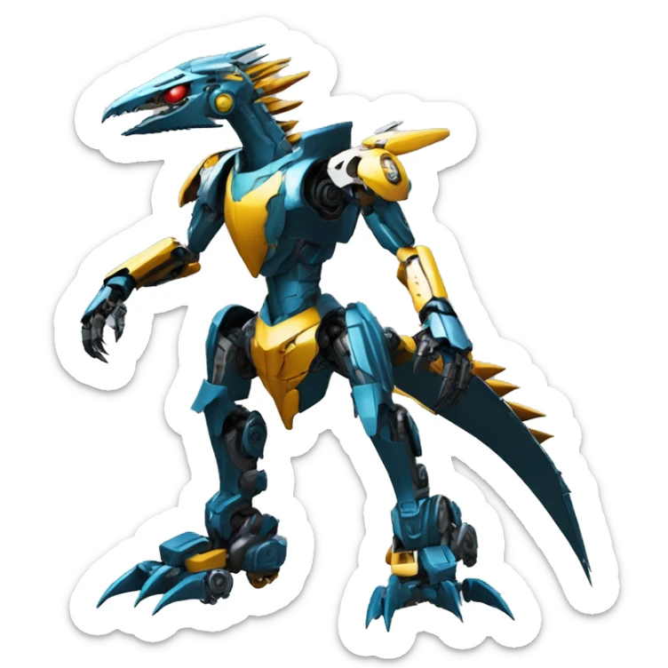 mechanical spiky Medabot-raptor-dragon-Bionicle-mecha full body sticker