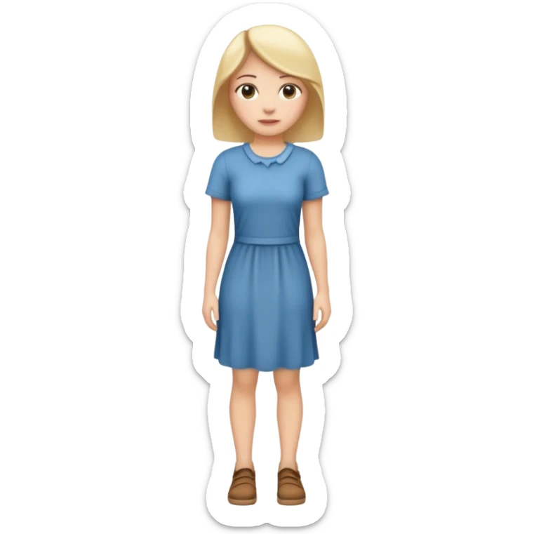 Create me an emoji of a full body white female in a casual dress, looking to her right. sticker