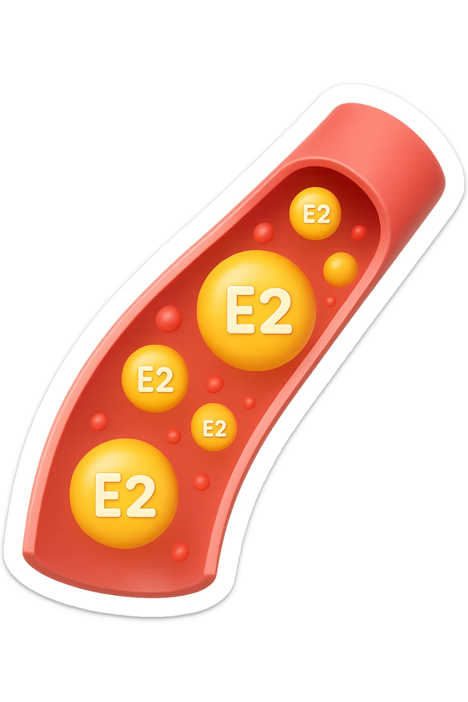 EMOJI STILE IPHONE 3D DI particelle di ormoni estrogeni che circolano in una vena umana sticker