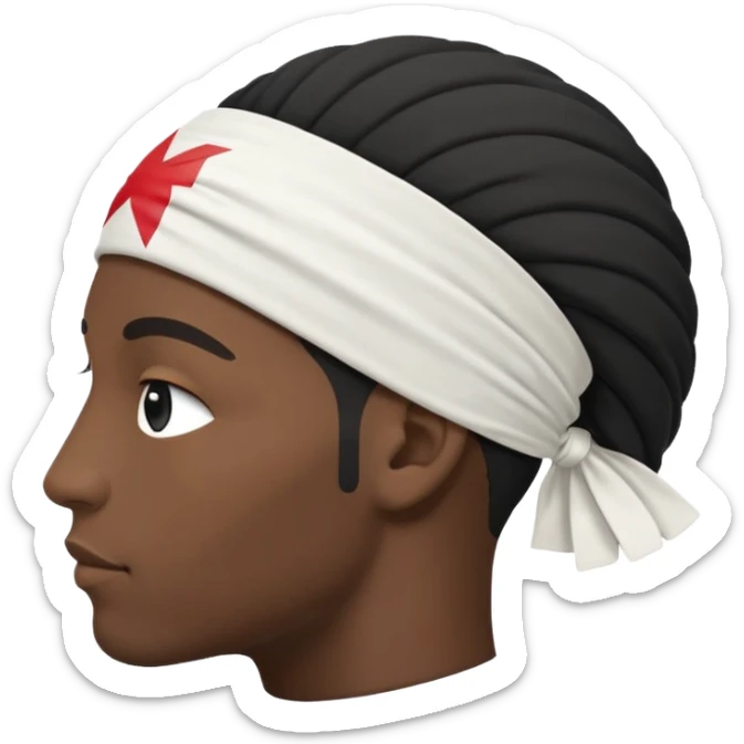 Emoji of a black Moor’s head in profile, facing left, with a white headband above the eyes. Flat, clean, minimal, no background. Inspired by the Corsican flag.  sticker