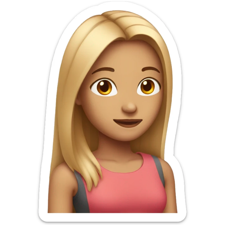 Girl with waist length straight hair over her shoulder  sticker