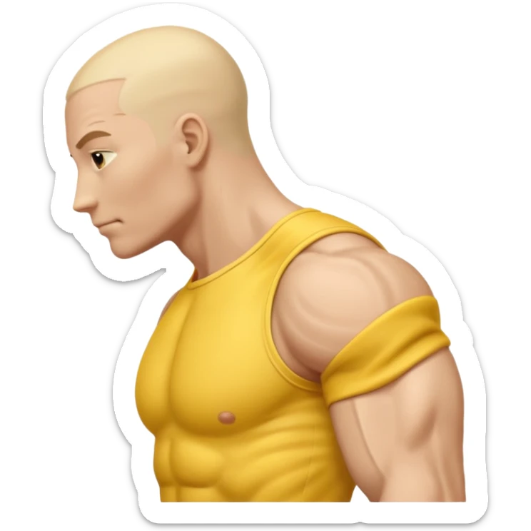 Emoji of Shoulders Muscle from side view, the human is yellow like on iphones. He has big shoulders. He is completely yellow and has no hair or facial expressions sticker
