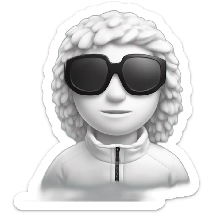 Un garçon blanc ,à das lunettes de ski, il a les cheveux noirs et survetement de lacoste sticker