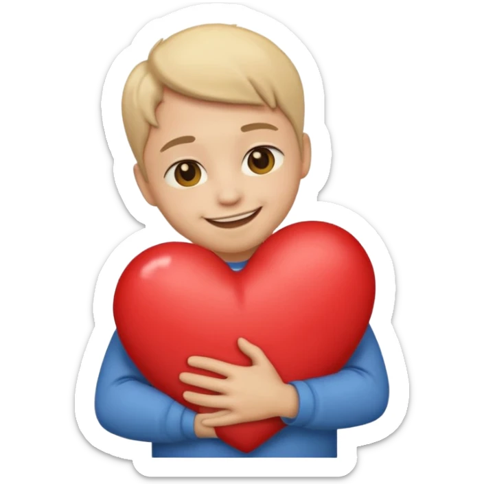 make an emoji of hugging a heart, one person. it's supposed to show a level of gratitude sticker